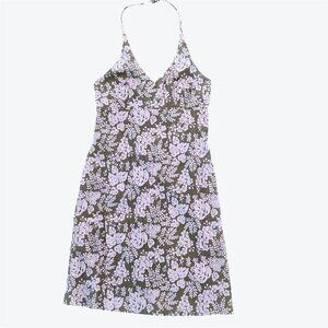 J Crew Floral Print Halter Mini Dress Size 6 Lined Pink and Brown